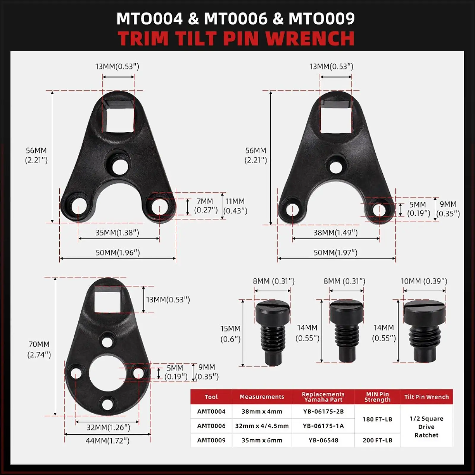 Werkzeugsatz für Außenbordverkleidung und Neigungsstiftschlüssel, Reparaturteile, Hochleistungs-Premium-Zubehör, ersetzt für Yamaha-Außenbordmotoren