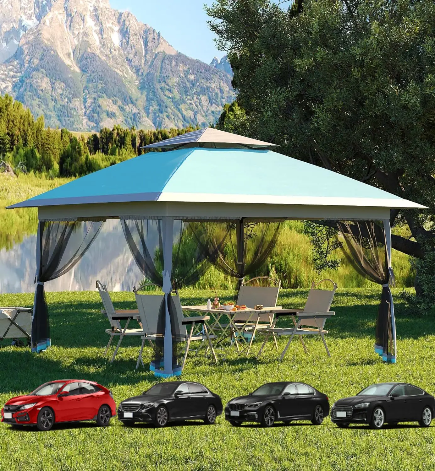 

Спливающая беседка 13x13 футов, беседки с балдахином и москитной сеткой, беседка для патио на открытом воздухе, палатка на заднем дворе для вечеринки, свадьбы, уличного дина