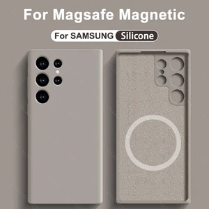 Samsung Galaxy S24 S22 S21 S23 S23 S23 Ultra Plus Fe 무선 충전 자기 충격 방지 덮개 용 Magsafe의 액체 실리콘 케이스 10 최고의 판매 Samsung S22 전화 케이스 -17