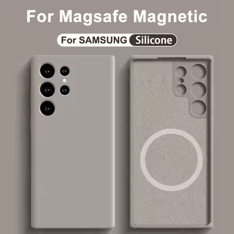 Liquid Silicone Case For Magsafe For Samsung Galaxy S24 S22 S21 S23 S25 Ultra Plus Fe Wireless Charge Magnetic Shockproof Cover