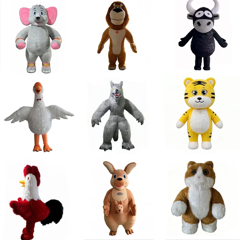 Inflatable cartoon mascot costume elephant lion animal theme kangaroo role-playing wolf activity fun street tiger role-playing