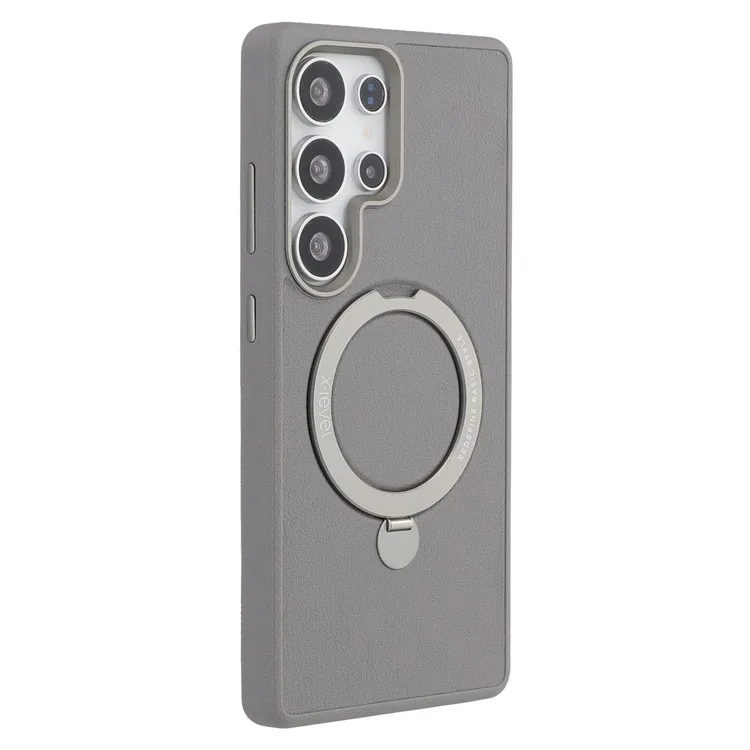 

X-LEVEL For Samsung Galaxy S25 Ultra Magnetic Case Kickstand PC + PU Phone Back Cover - Grey