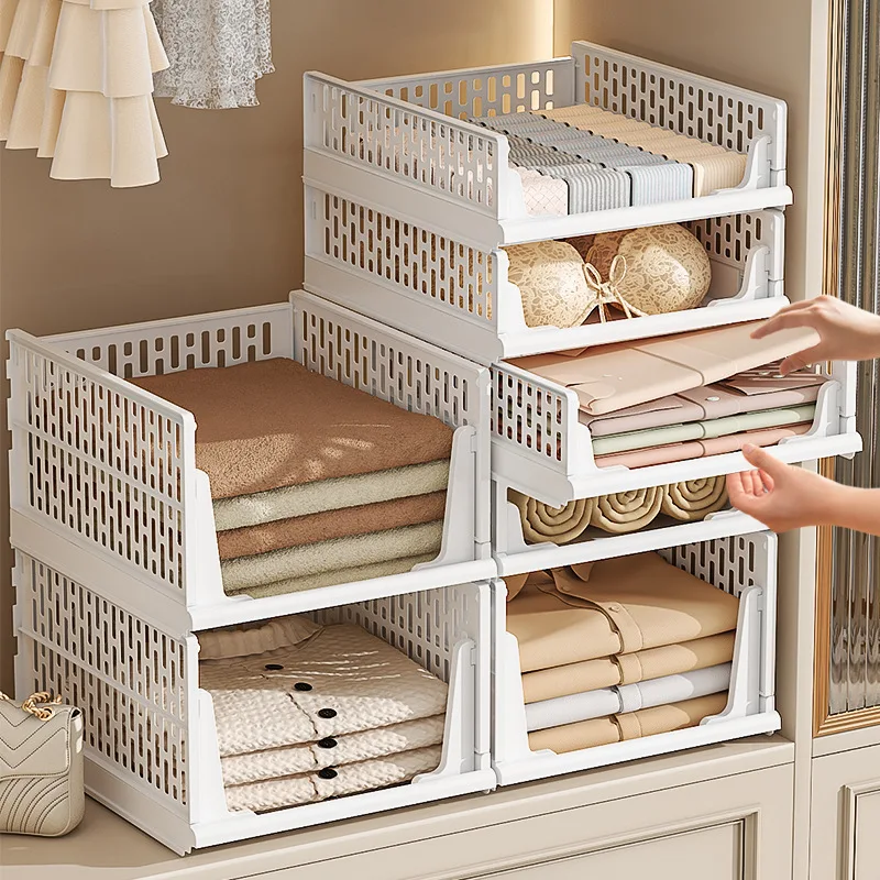 Pull Out Closet Storage Basket Plastic Wardrobe Organizer Folded Clothes Accessories Cabinet Drawer Style Shelf Bedroom