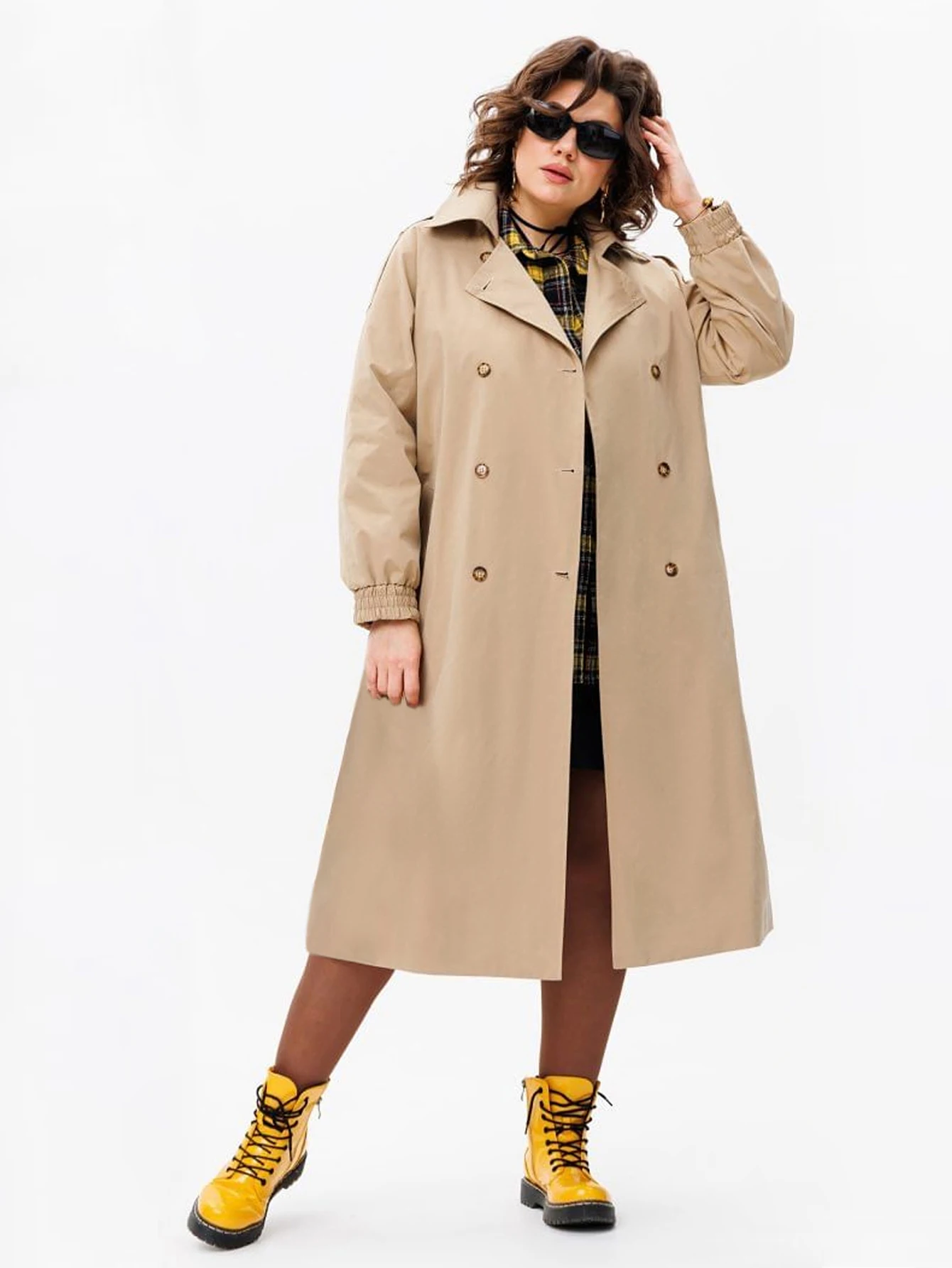 

2026 Winter Women's Fall Long Trench Coat Casual Loose Fit Stylish Solid Color Lapel V Neck Long Sleeve Double Breasted Jacket
