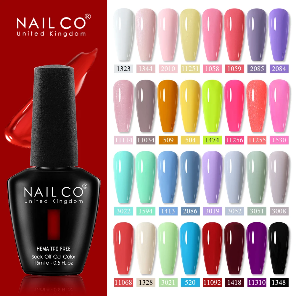 NAILCO 15ml Pure Color Nail Gel Polish HEMA TPO FREE Hybrid Varnish Semi Permanent Nail Art Design Soak Off UV Gel Nail Polish