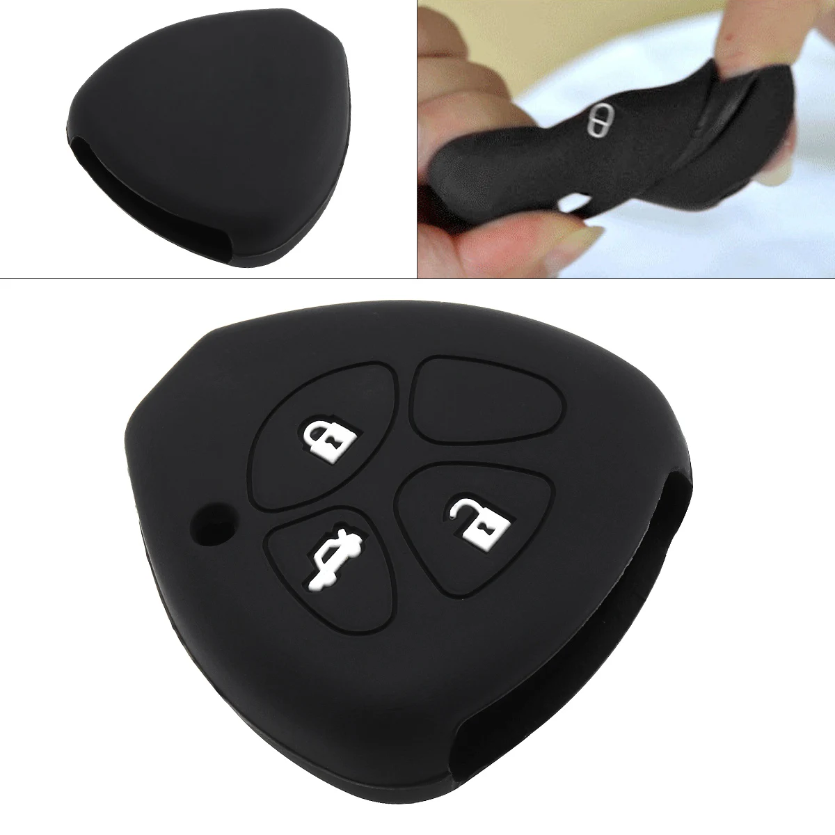 

3 Buttons Silicone Straight Plate Car Key Case Protector Holder for Toyota Avensis Camry Corolla Rav4 Kluger Land Prado Cruiser