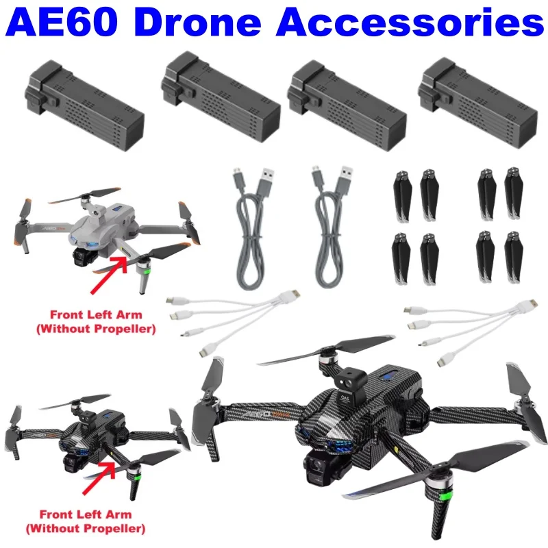 

AE60 Drone Accessories Battery 11.4V 9800mAh Drone Motor Arm Propeller USB Charging Line 4-in-1 Charging Line Dron Spare Parts