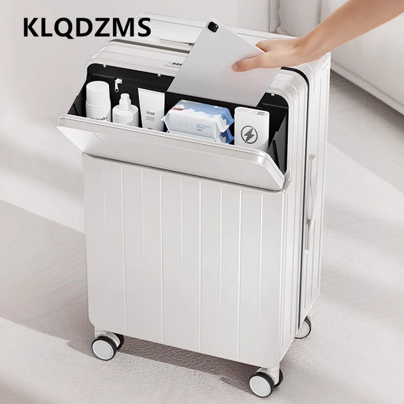

KLQDZMS 26-дюймовый чемодан для ноутбука с зарядкой через USB, чехол из АБС-пластика + ПК, 24 дюйма, чемодан на колесиках с передним отверстием, 20 дюймов, женский чемодан для салона