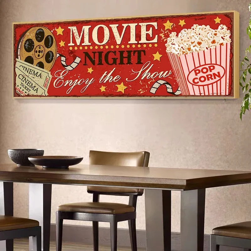 Cinema Sign Canvas Painting Abstract Retro Posters and Prints Vintage Wall Art Pictures for Living Room Home Decoration Cuadros