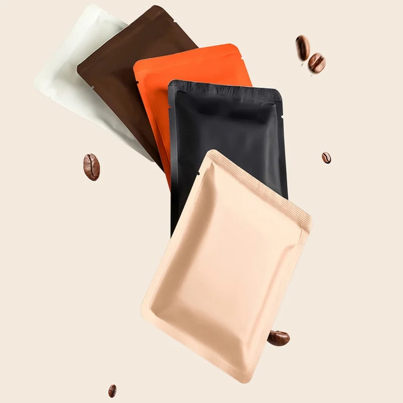 100Pcs 10x12.5cm Color Aluminum Foil Open Top Bags, Heat Seal Pouches for Coffee, Matcha, Cocoa, Tea, Powder, Sugar, Salt & Cosm