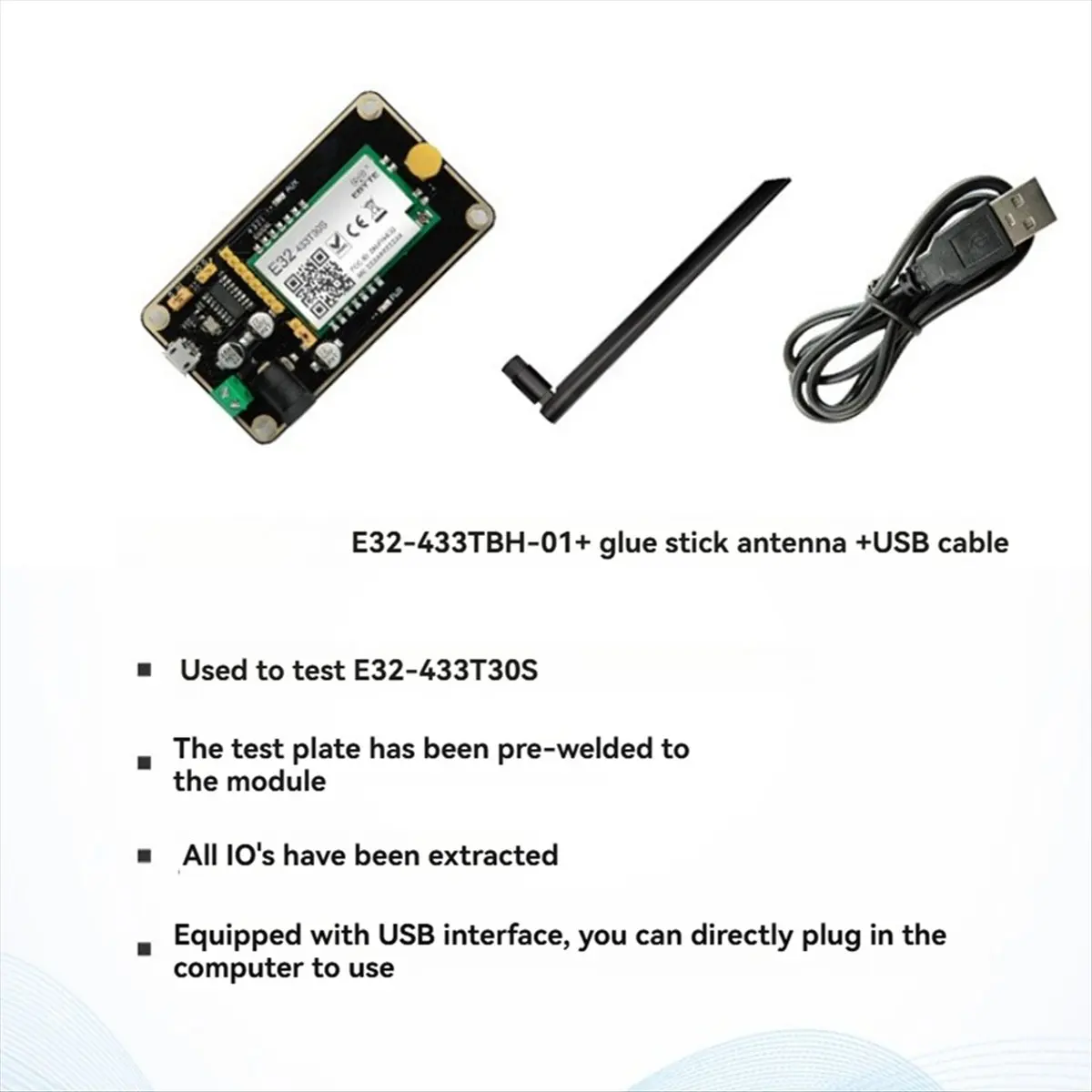 AAAE 433MHz 3.0dBi LoRa IOT Transmitter Receiver Test Board E32-433TBH-01 with E32-433T30S Module Antenna USB Cable