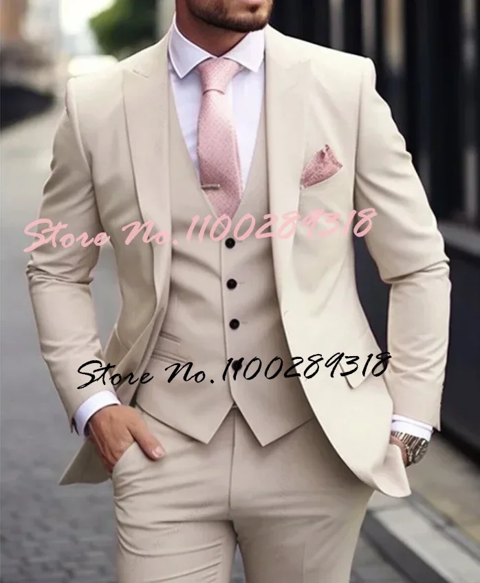 Trajes de lujo rosa para hombre, trajes formales Terno, chaqueta de 3 piezas, pantalones con chaleco, traje de lujo ajustado para hombre, ocasión Formal Terno