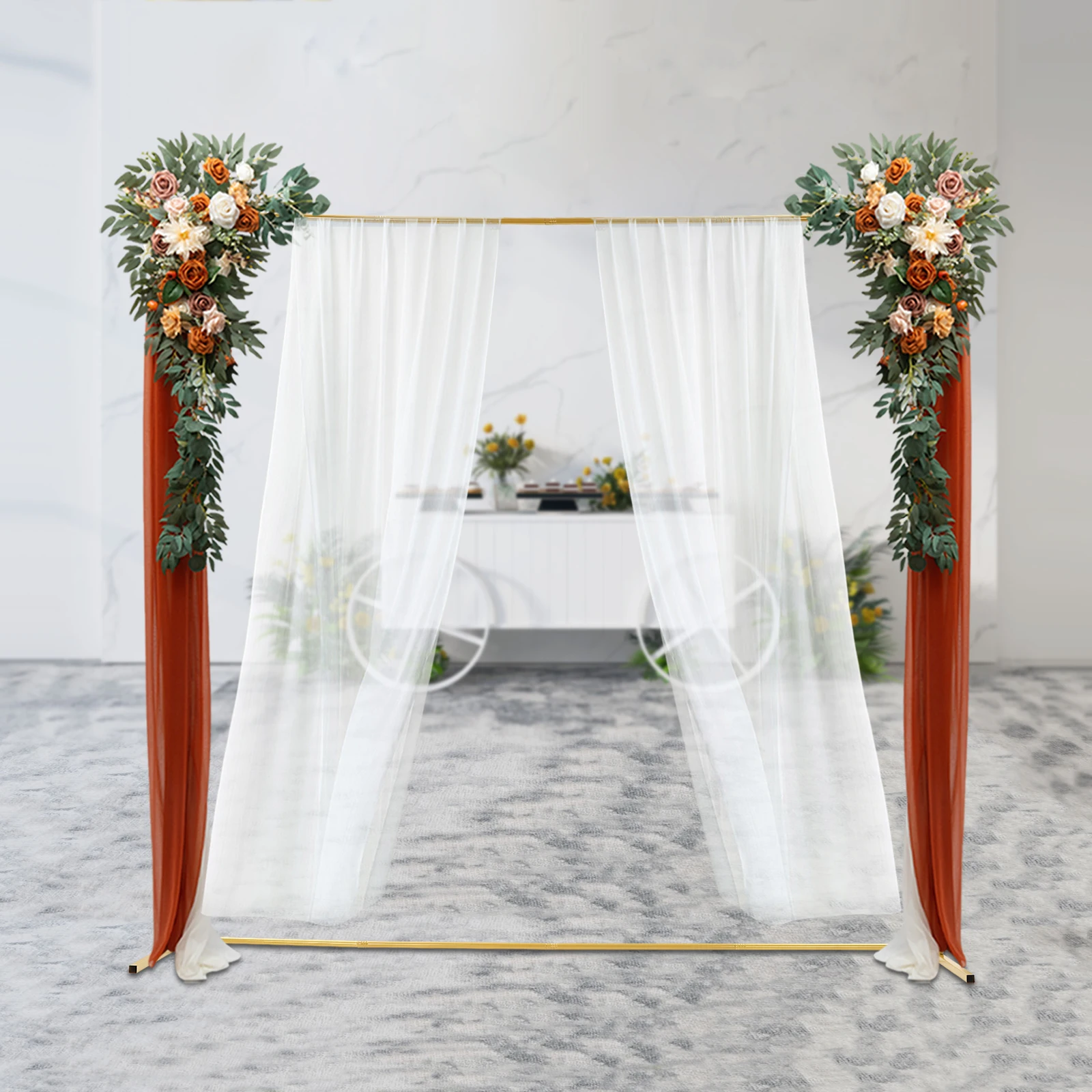 

2*2 м квадратная металлическая подставка, золотисто-розовая/кремового цвета, подставка для фона, отдельно стоящая для украшения свадьбы/керемонии/вечеринки
