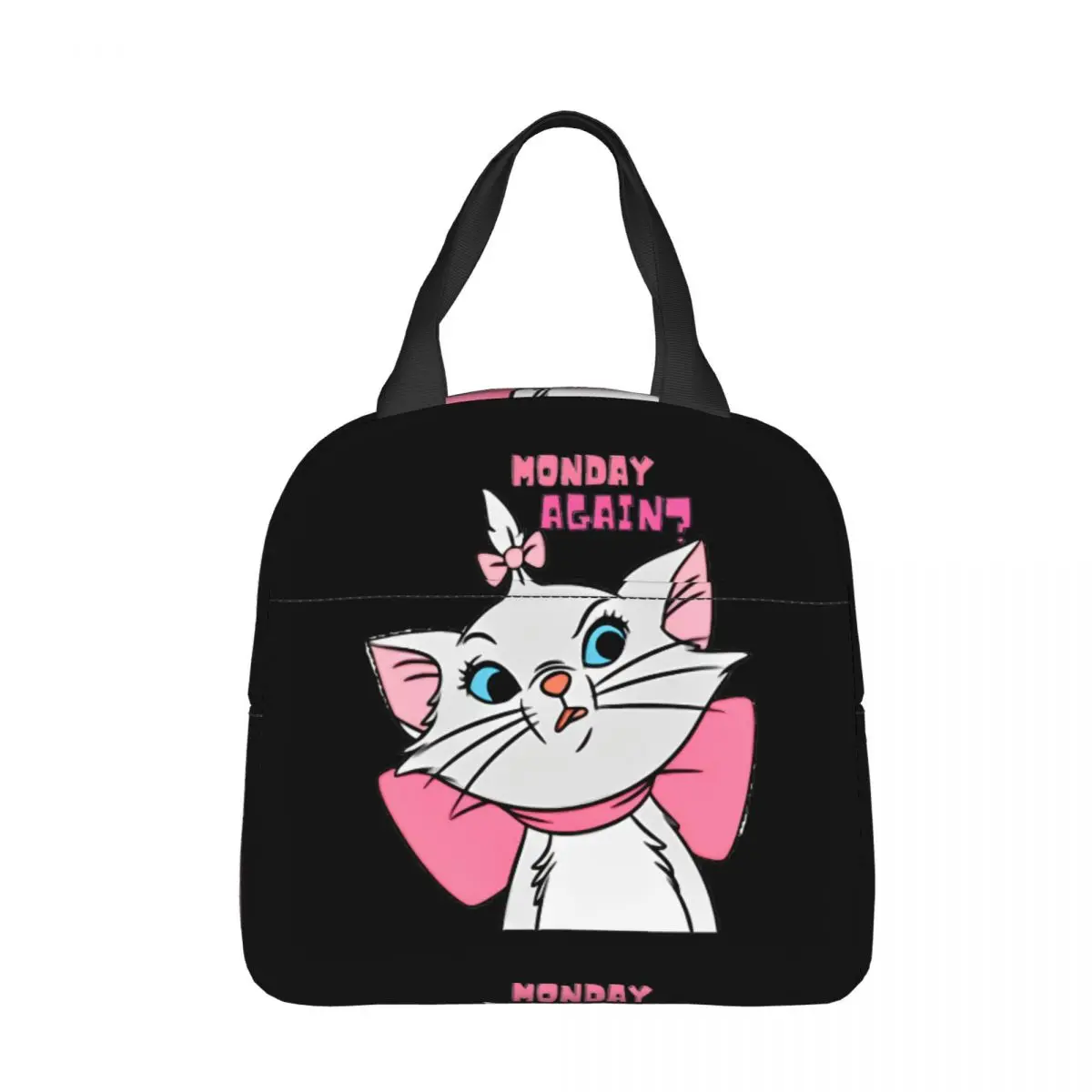 Marie Cat Aristocats Monday Again Lunch Bags Cooler Bag Lunch Container Cute Large Tote Lunch Box for Men Women Office Outdoor