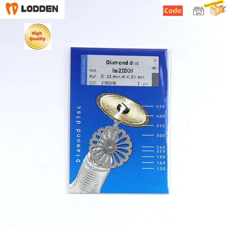 Lodden Dental Diamond Disc Disks 0.15/0.19/0.20/0.3/0.4mm Ultra-thin Sided Grit Cutting Disc Tool 10pcs Dental Lab Slice
