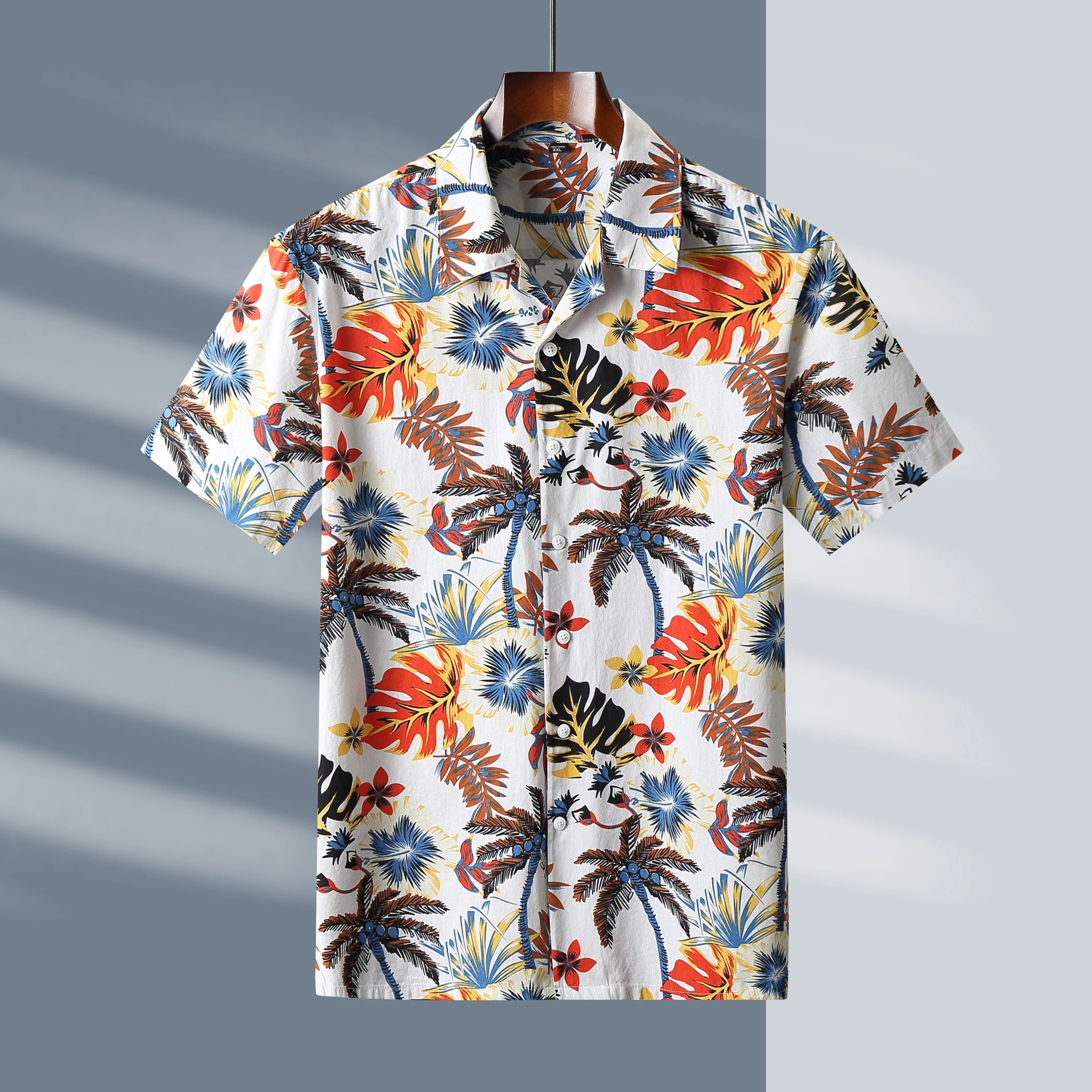 Camisa Floral de Manga Curta Masculina, Camisas Finas de Algodão Havaiano, Moda Casual, Verão, Novos Produtos, XL, 6XL, 7XL, 8XL