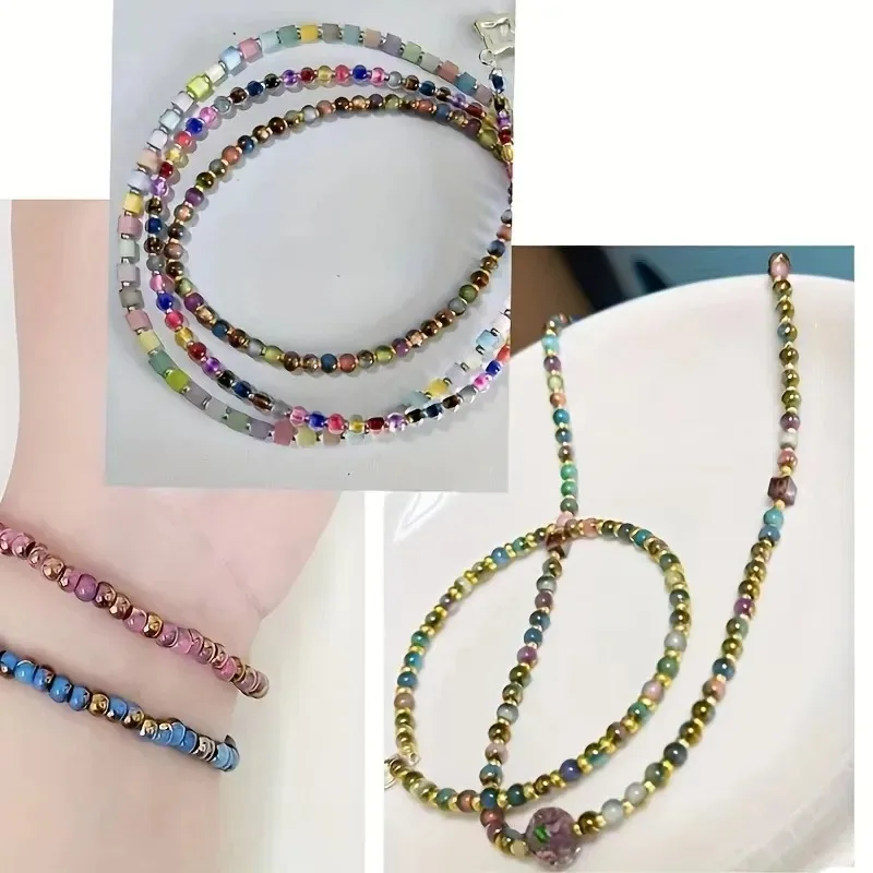 DIY Handmade Jewelry Materials Including Round Beads, Colored Beads, Bracelets, Earrings, and Necklace Accessories