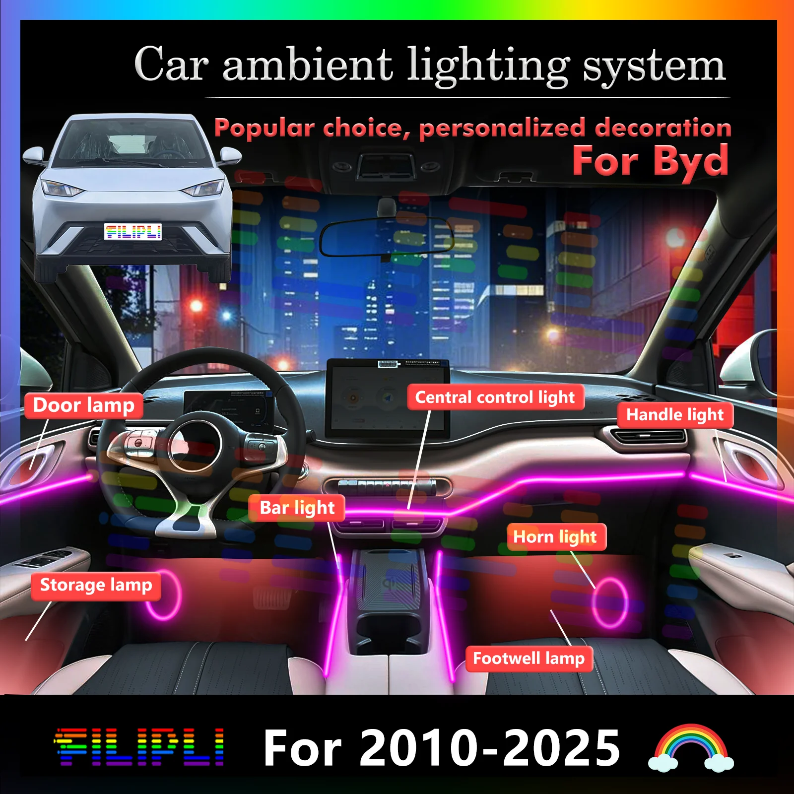 

For Byd Auto Interior Lights - Automotive-grade Aluminum Heat Sink, Long Lifespan & High Durability