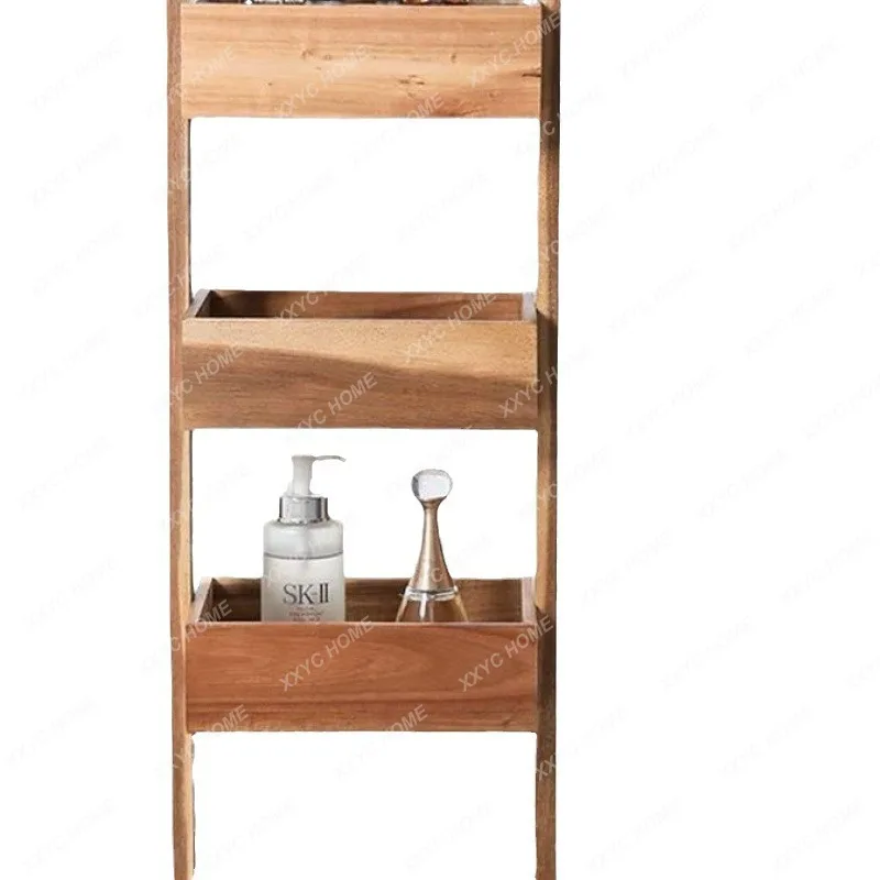 Wooden Storage Shelf Kitchen Bathroom Living Room Solid Wood Storage Rack