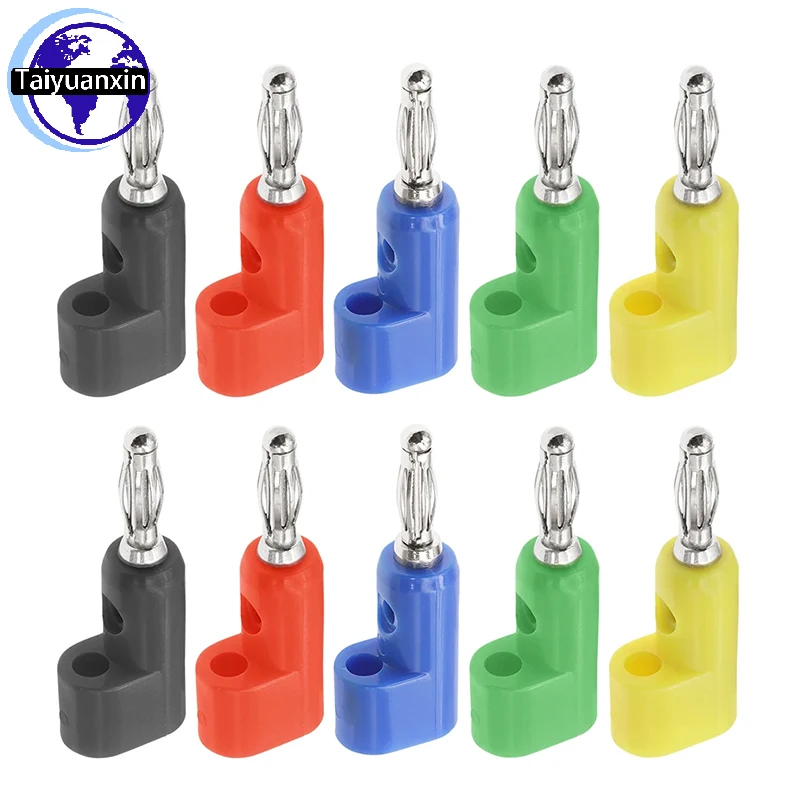 50PCS 4mm Banana Plug Pin Copper Electrical Connector Adaptor Electrical Connecting bending L shape Banana Jack Plug Socket