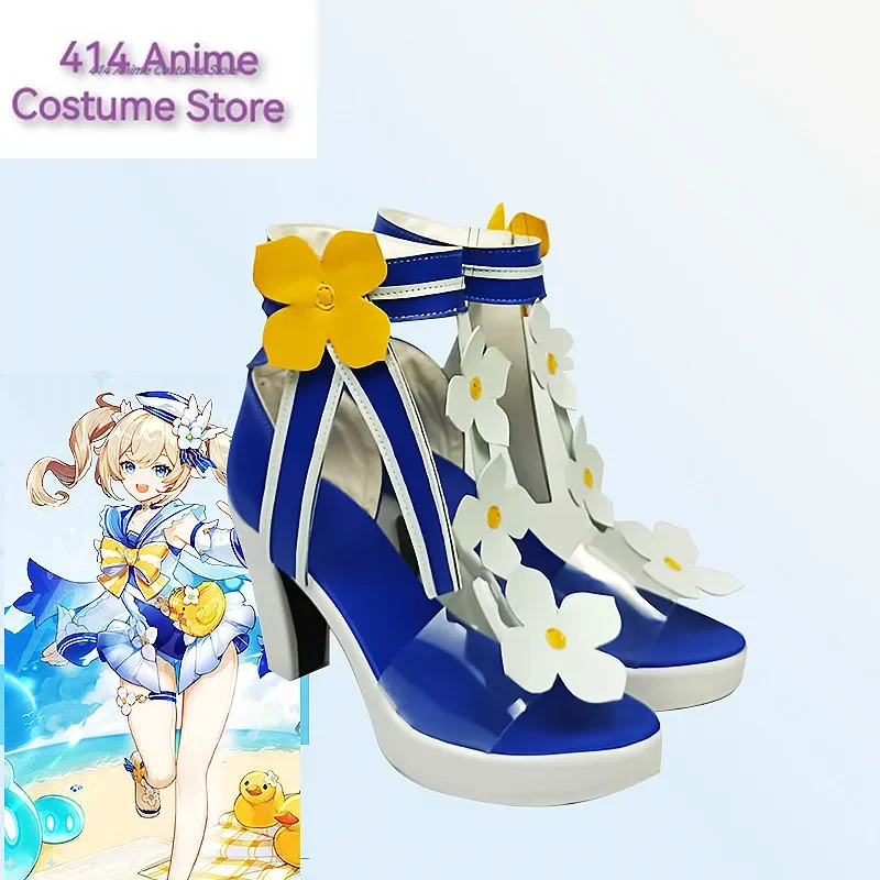 Nieuwe Game Anime Genshin Impact Zomerschoenen Synthetisch Leer Barbara Cosplay Sandalen Maat Lederen Rollenspel Schoenen