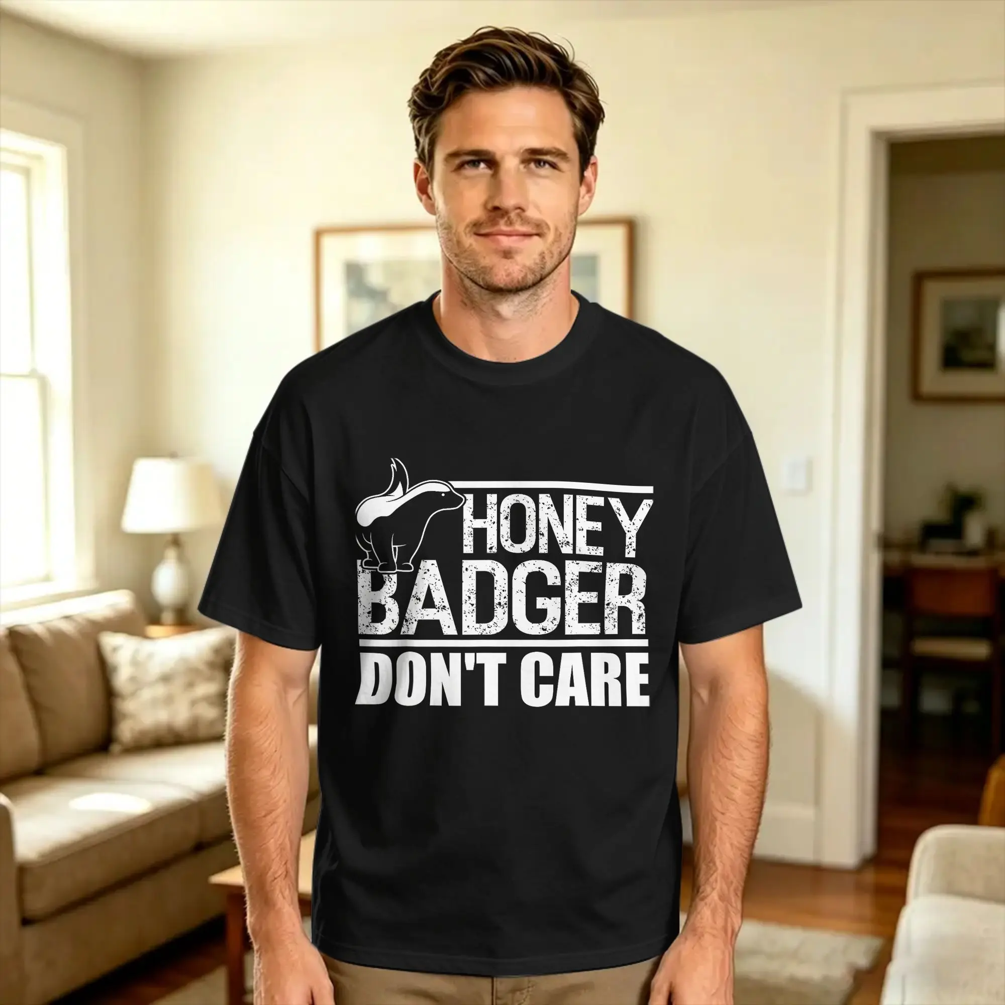 Streetwear T Shirt Funny Honey Badger Cotton T Shirts  Fashion Tshirt for Male Beach Y2K Fun Casual Short Sleeve Top Tees