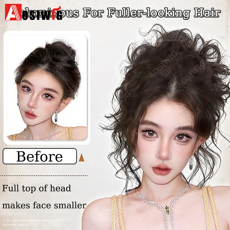 Synthetic Messy Hair Bun Hairpieces Curly Scrunchie Chignon Elastic Band Updo Donut For Women Natural Fake Short Ponytail Hair