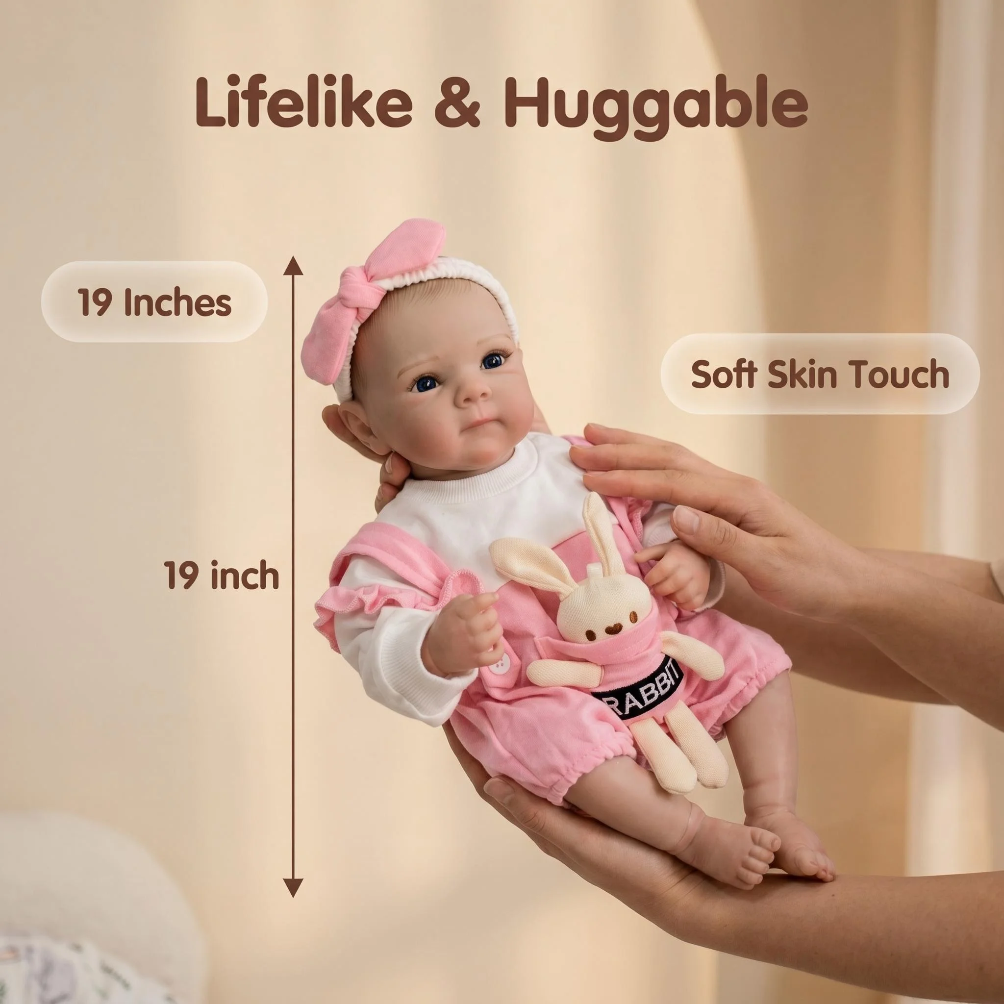 18inch Reborn Baby Girl Doll Full Vinyl Body Hand Detailed 3D painting with Visible Veins Gifts for Girls Collectible Doll