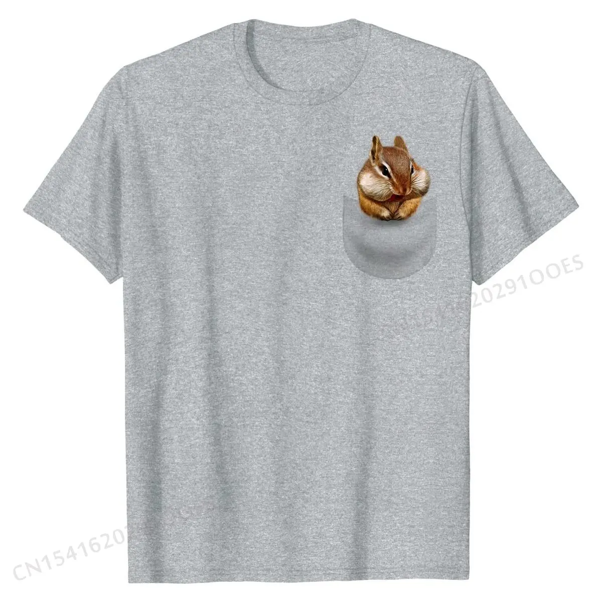 T-Shirt - Cute Chipmunk Hanging Out in Pocket, Squirrel Cute comfortable Tops & Tees Cotton Top T-shirts for Men Printed