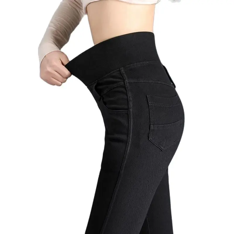 

Elastic Fashion Waist Jeans Women's High Waist Abdomen Tights 2022 Spring and Autumn New Elastic Slim Pencil Pants