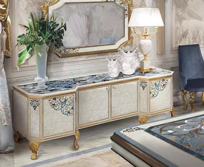 

Роскошный аудио-видео шкаф для телевизора из массива дерева, инкрустированный, напольный, для виллы