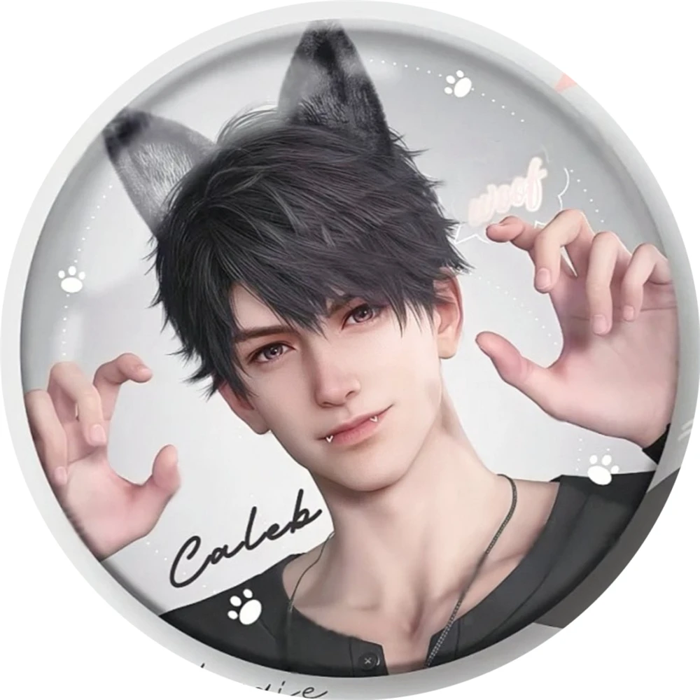 

58mm Game Love and Deepspace Caleb Cute Dog Cosplay COSTUME Badge Pin SPTE Tinplate Brooch Prop Xmas Gift