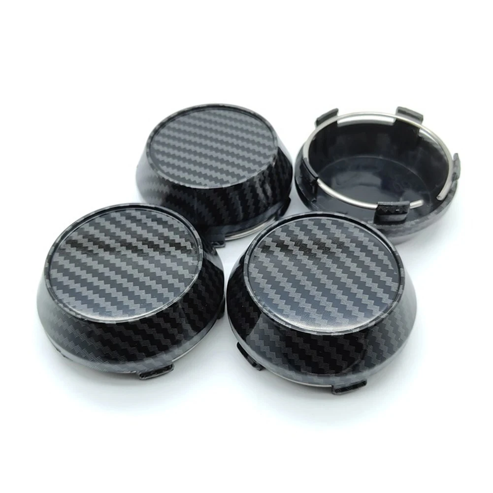 4PCS Universal 60MM Carbon Fiber Black Car Wheel Center Cap Replacement Hubs Cover Badge Auto Styling Modified Accessories