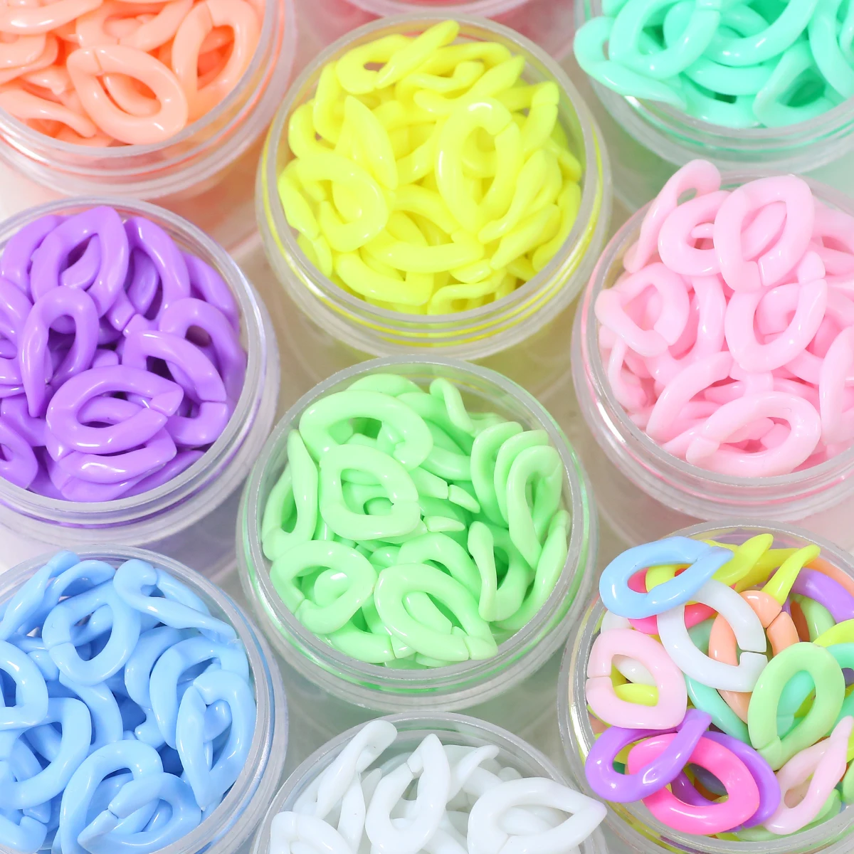 Chaîne acrylique de couleur unie 11x16mm dans plusieurs couleurs pour connecteurs et accessoires de bijoux faits à la main