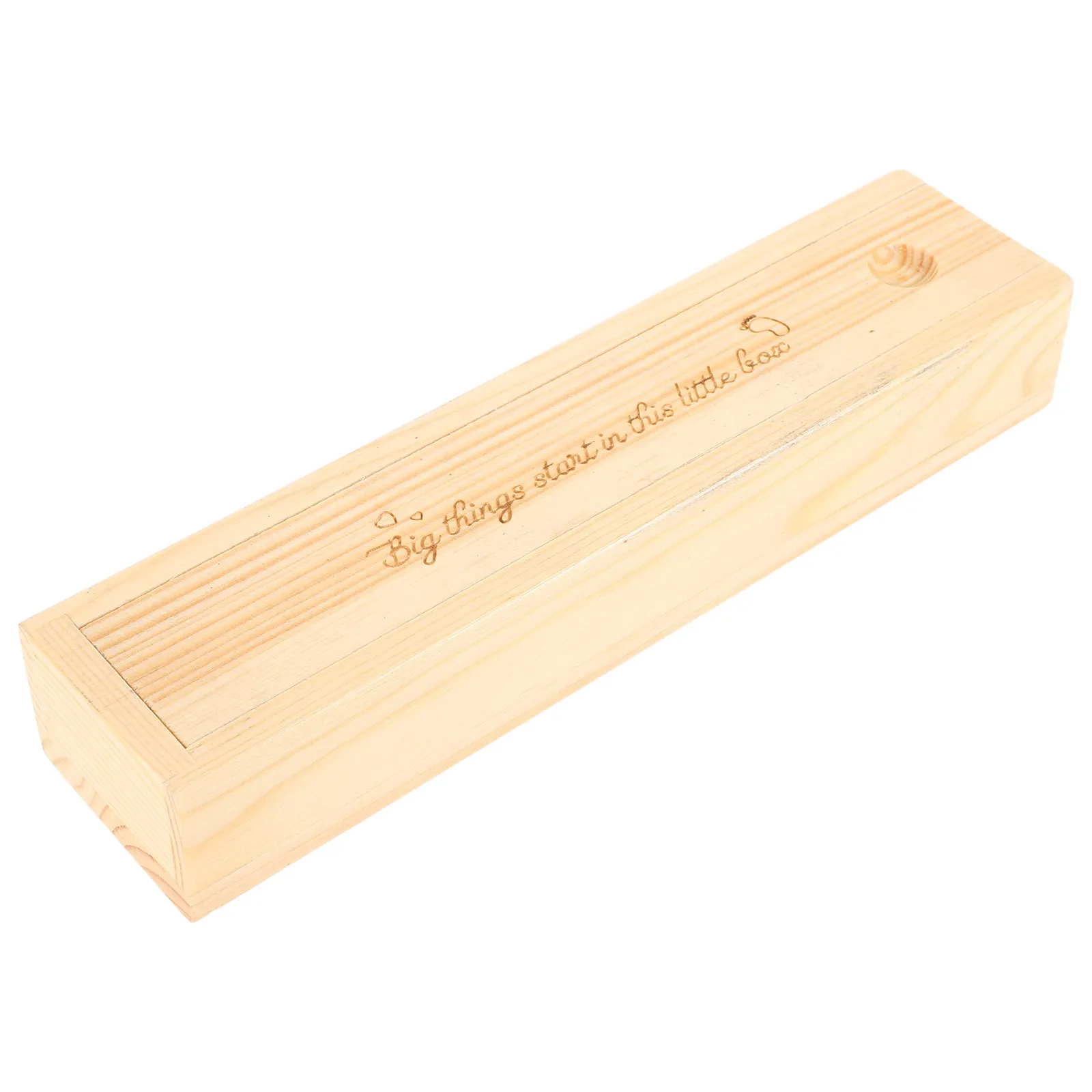 Wooden Pregnancy Test Keepsake Box Natural Finish Pregnancy Announcement Case Footprint Design Newborn Memory Storage Box