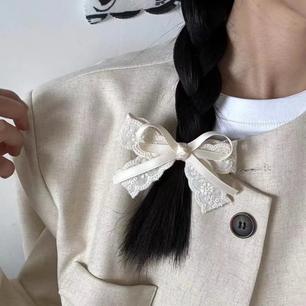 

Fashion Lace Bow Hair Clip Small White Headwear Clip Duckbilled Kid Hairpins Children