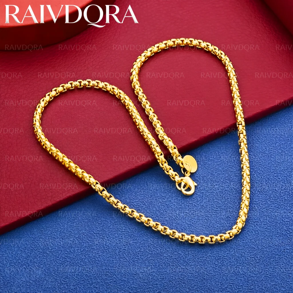 18K Gold Plated 40-60cm 4mm Chain Necklace For Women Men Charm Trend Birthday Gifts Fashion Party Fine Jewelry