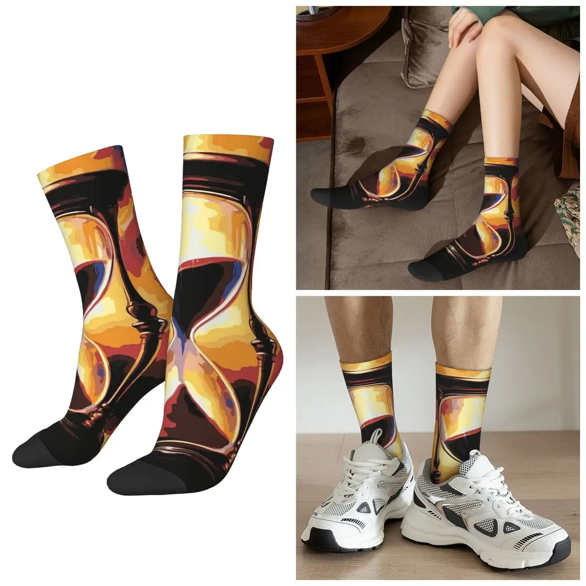 

All Seasons Mysterious Hourglass Print Socks Harajuku Crew Socks Funny Stockings for Men Women Gifts