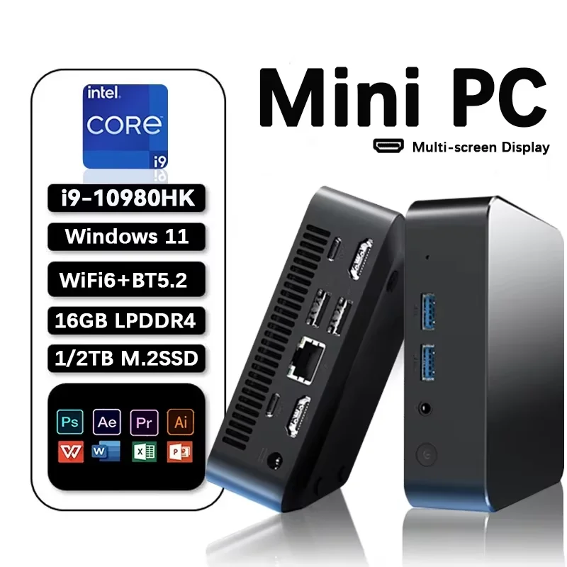 Intel Core i9 10980HK Mini PC Windows 11 16GB RAM 1TB SSD Wi
