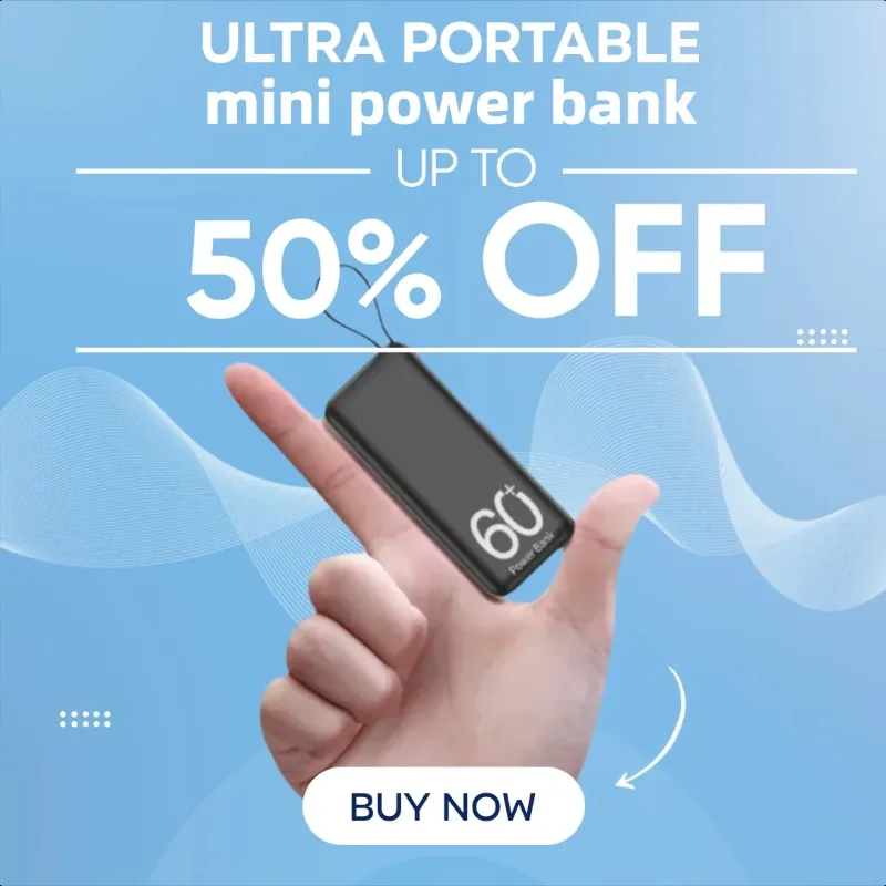 

5000mAh Mini Power Bank Fast Charging Small Powerbank With Type-C Cable External Spare Battery For iPhone Samsung Xiaomi