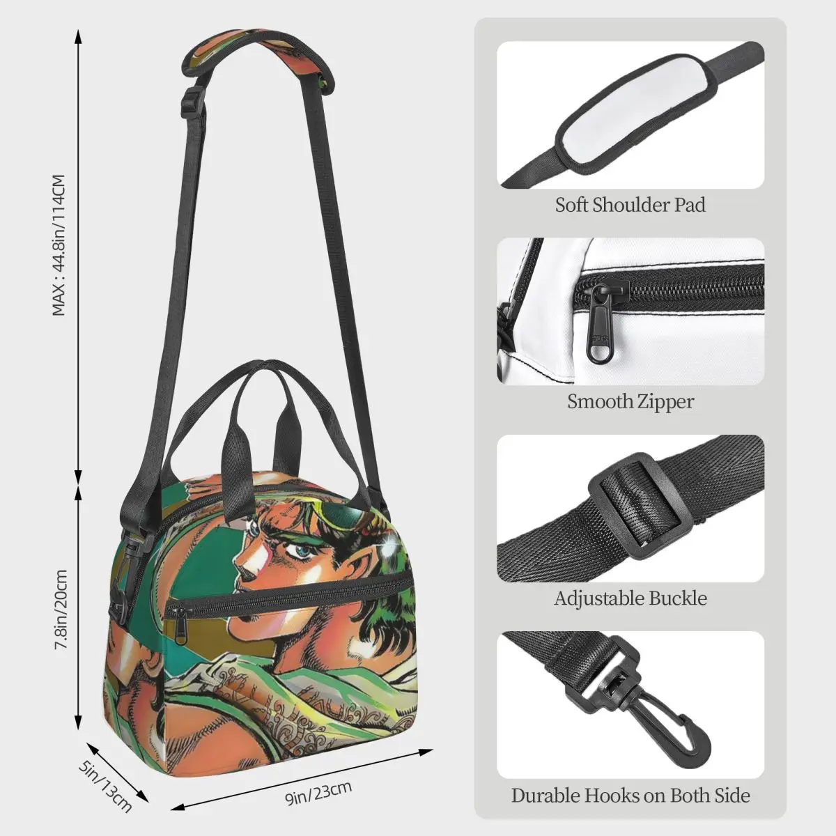 Jojo Bizarre Adventure Joseph Joestar Anime Insulated Lunch Bag for Women Office Cooler Thermal Box Tote Portable Lunch Boxes
