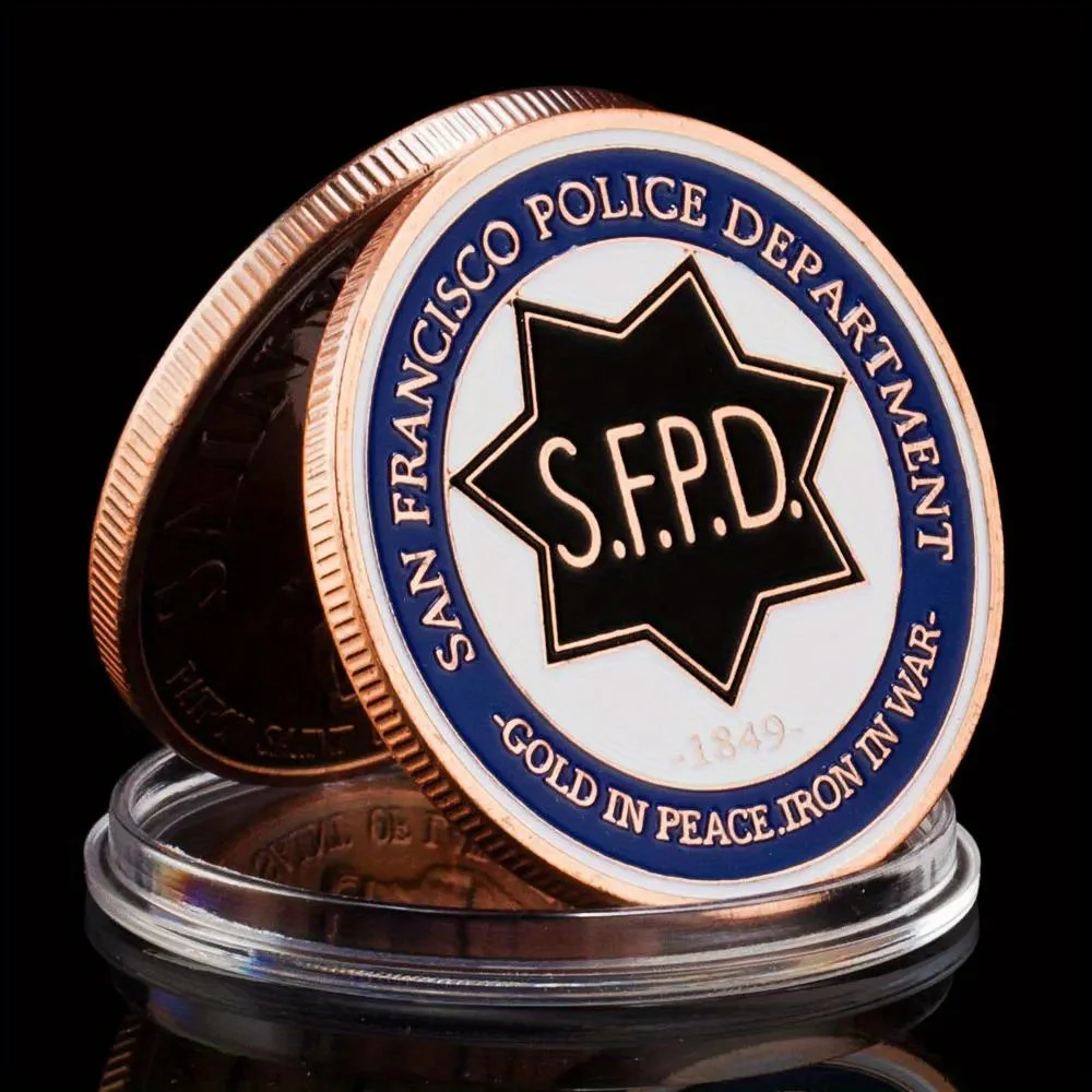 US San Francisco Police Department Bronze Plated Souvenir Coin Gold In Peace,Iron In War Commemorative Coin Challenge Coin