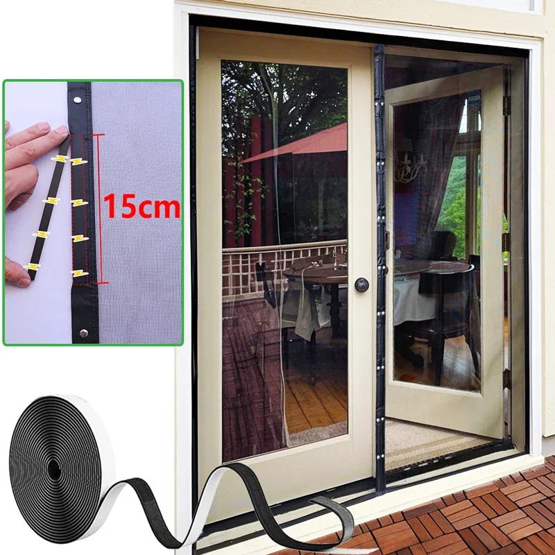 Mosquitera de puerta magnética, tamaño personalizado, fuerte cortina grande magnética, insecto volador, cierre automático, malla