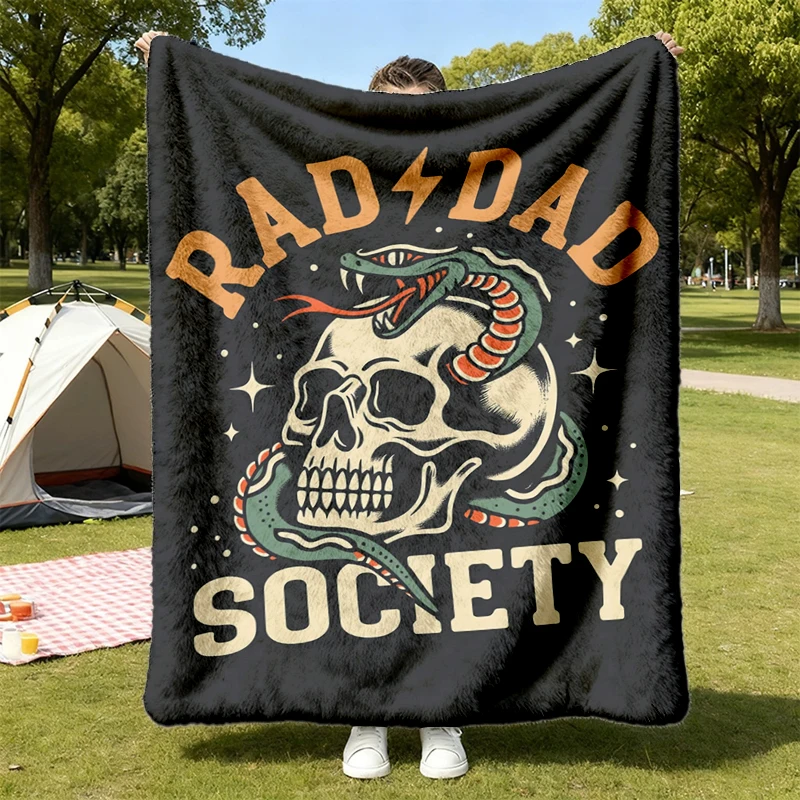 Rad Dad Society Flannel Blanket, Cool Dad Club Flannel Throw, First Fathers Day Gift, Retro Dad Streetwear