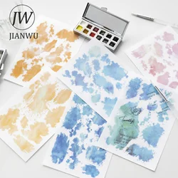 JIANWU 3 Sheets Watercolor Trace Series Vintage Pattern Material PVC Transfer Sticker Creative DIY Journal Collage Stationery