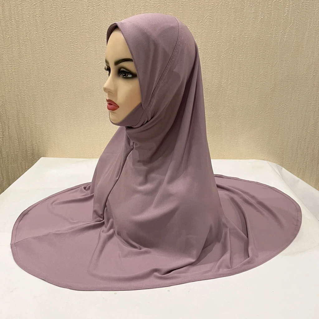 Plain Large Size Headband Muslim Hijab Scarf With Chin Part Top Quality Amira Pull On Islamic Hot Sell Headscarf Ramadan