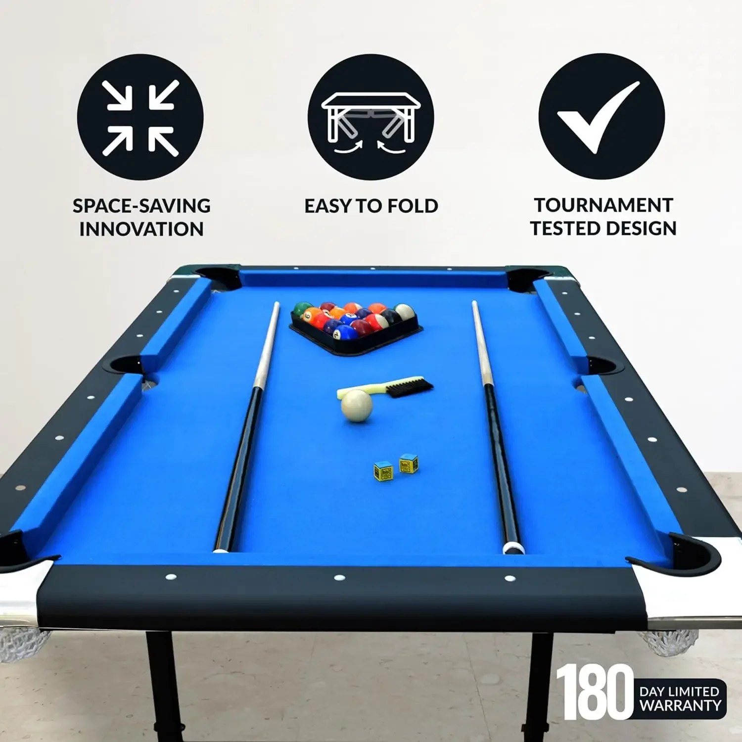 Table de billard portable pour salle de jeux, table de billard pliante pour adultes, rangement facile et pliable, comprend F, Fédération, 6