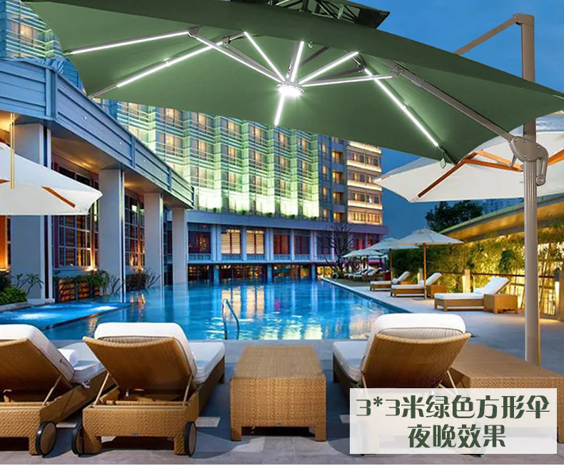 Outdoor parasol automatic open umbrella wind 360 degree rotating garden umbrella