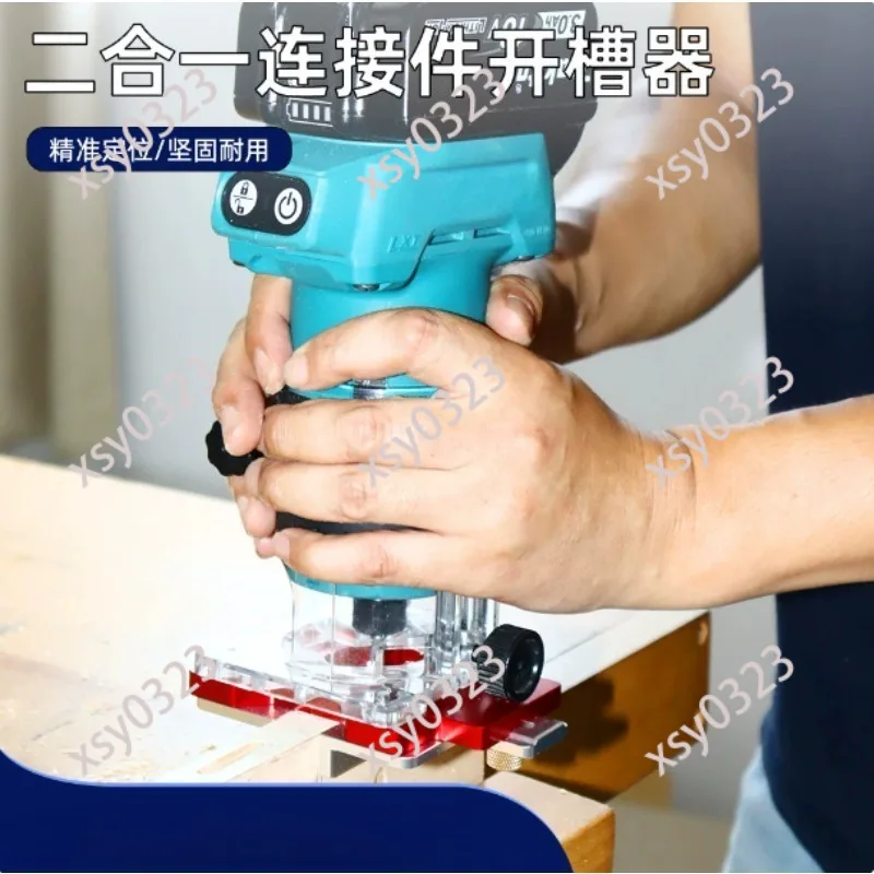 

Aluminum Alloy Trimmer Base, Multifunctional Adjustable Cutting Fixture Woodworking Slotting Auxiliary Tool