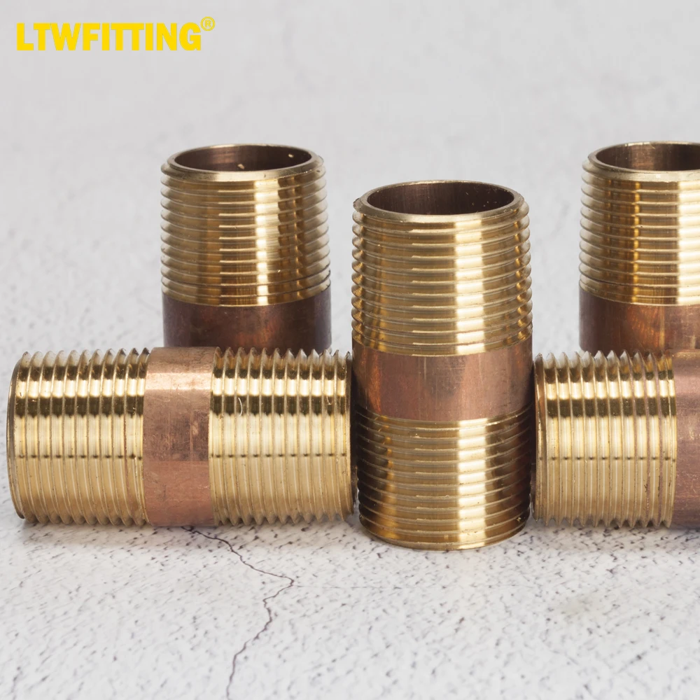 LTWFITTING Red Brass Pipe Fitting, Nipple, 3/4